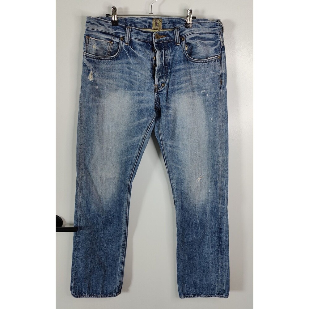 PRPS Barracuda Selvedge Jeans Size 34x34 Button Whiskered Blue Donwan Harrell